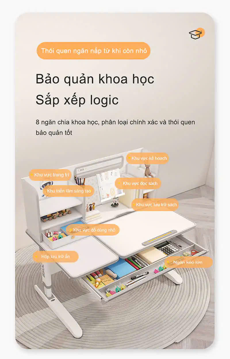 Bàn học thông minh chống gù cao cấp ST-12001