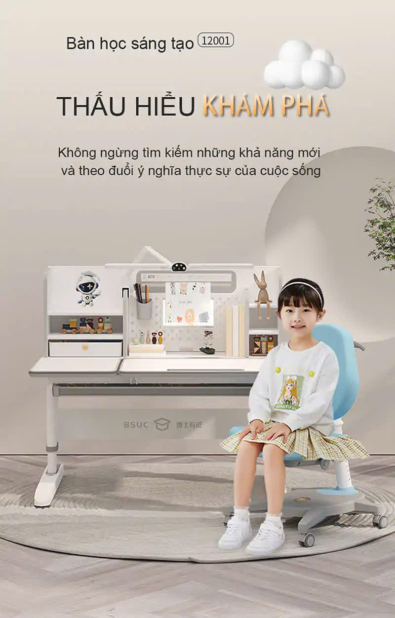 Bàn học thông minh chống gù cao cấp ST-12001